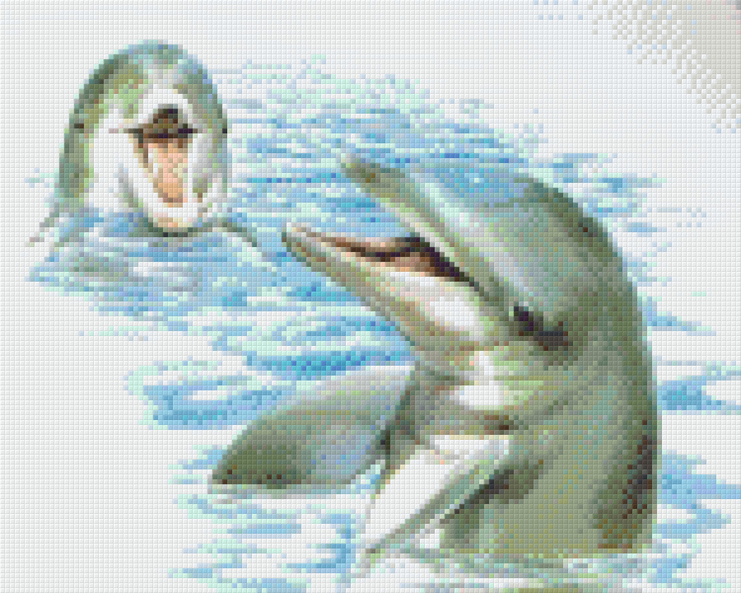Dolphins Playing Nine [9] Baseplate PixelHobby Mini-mosaic Art Kit image 0